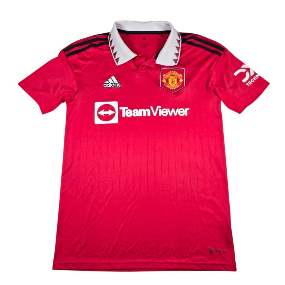 Adidas Manchester United 2022-23 Home Jersey Red TeamViewer Polo Shirt Men's S